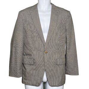 Intermezzo Blazer Sport Coat 1 Button Gray Plaid Double Vents Lined Mens